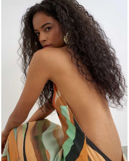 TOPSHOP Multicolor Halter Backless Maxi