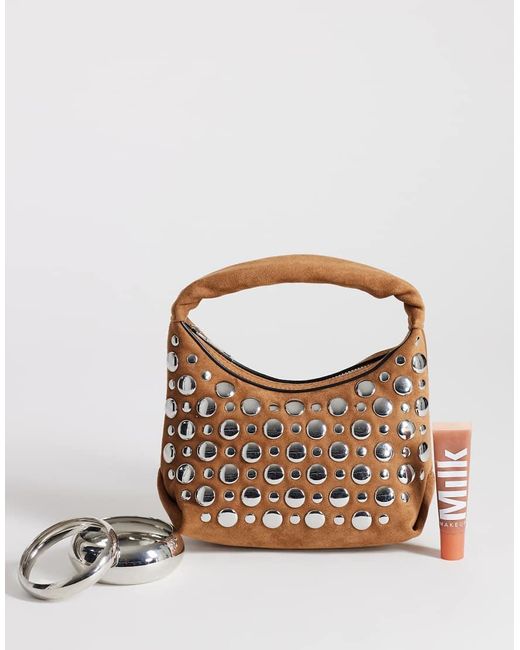 TOPSHOP Brown Juno Small Studded Grab Bag