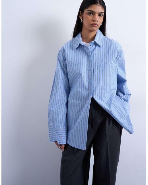 TOPSHOP Blue Oversized Shirt