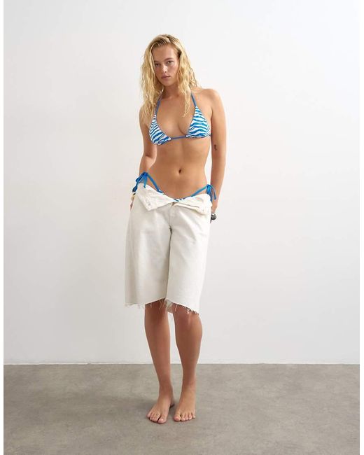 TOPSHOP Blue Ibiza Triangle Bikini Top