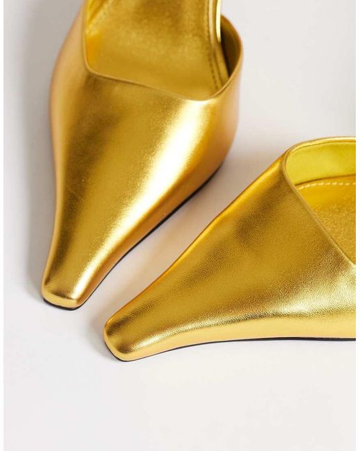 TOPSHOP Metallic Alfie Pointed Mid Heeled Court Shoes