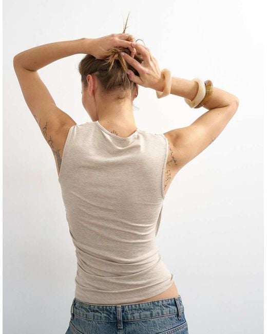 TOPSHOP Blue Wrap Front Drape Detail Tank
