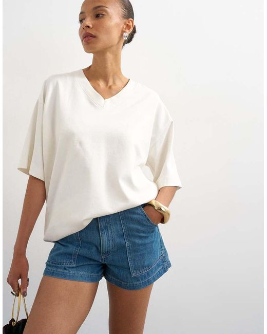 TOPSHOP White Denim Scout Short