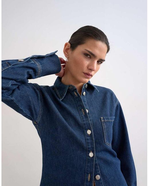 TOPSHOP Blue Denim Cinch Detail Shirt