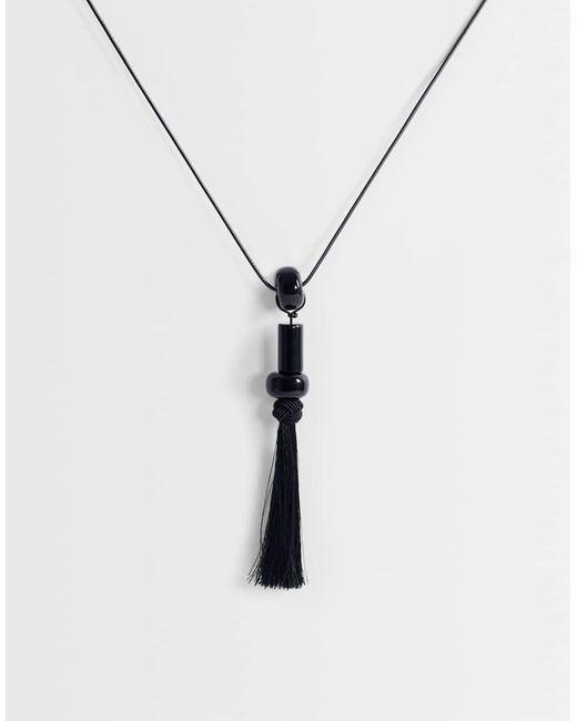 TOPSHOP White Magnus Cord Necklace With Beads And Tassel