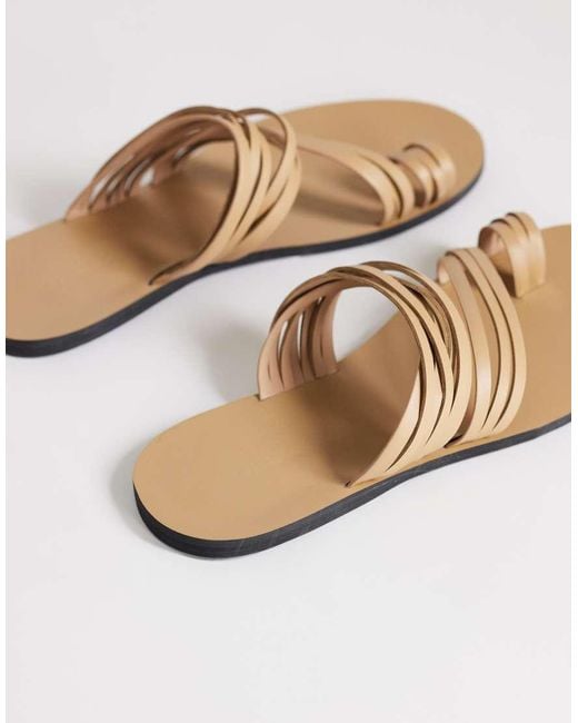TOPSHOP Natural Maeve Strappy Toe Loop Sandals