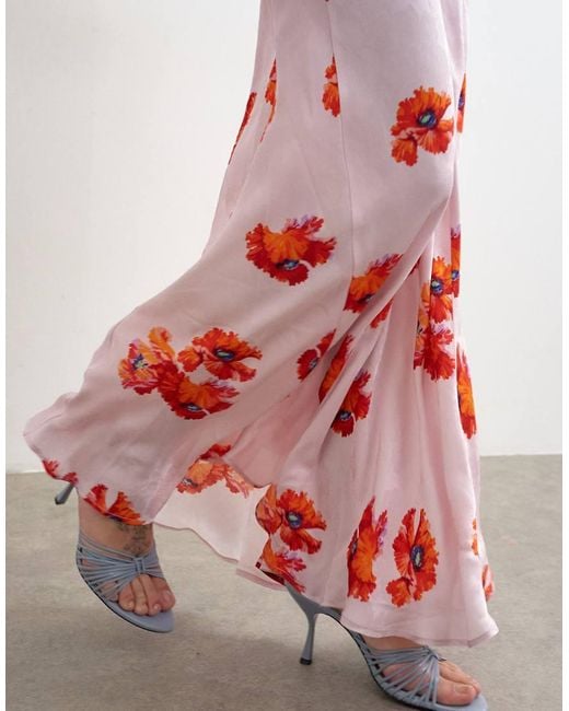TOPSHOP White Satin Racer Neck Maxi Dress