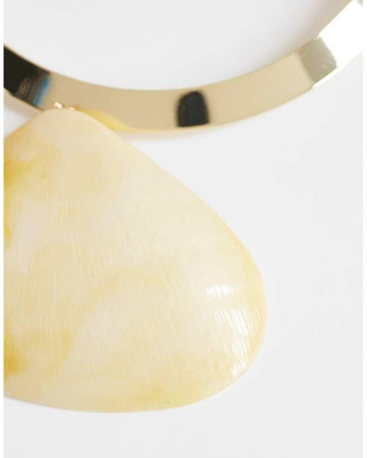 TOPSHOP Metallic Mira Statement Necklace With Shell Pendant