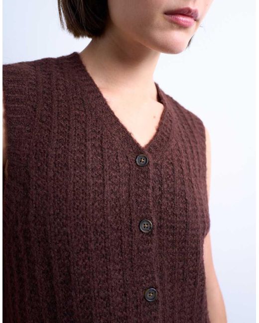 TOPSHOP Purple Knitted Stitchy Pocket Tank