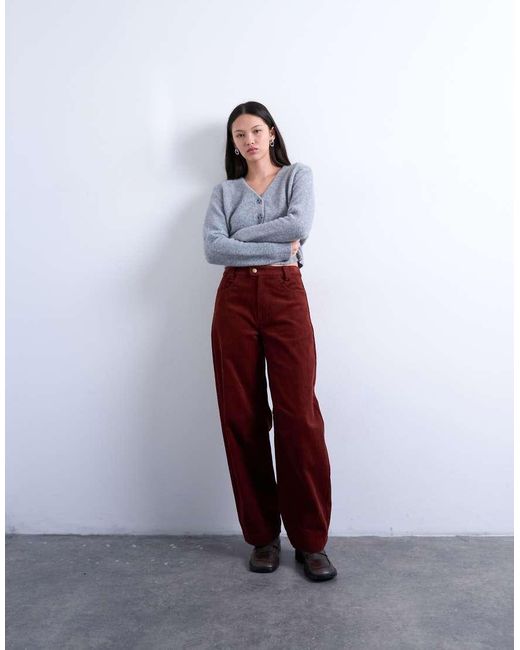 TOPSHOP White Cord High Rise Barrel Trouser