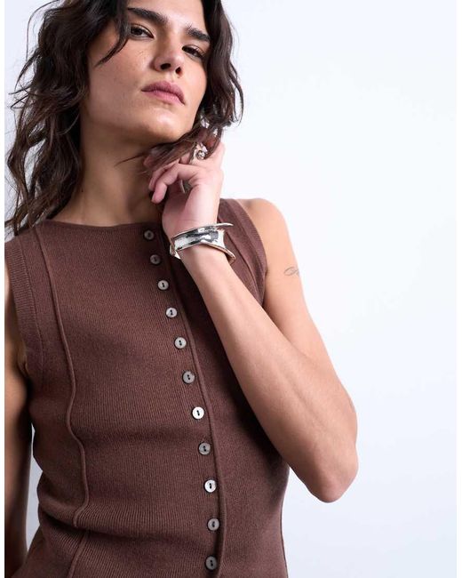 TOPSHOP Purple Knitted Longline Waistcoat