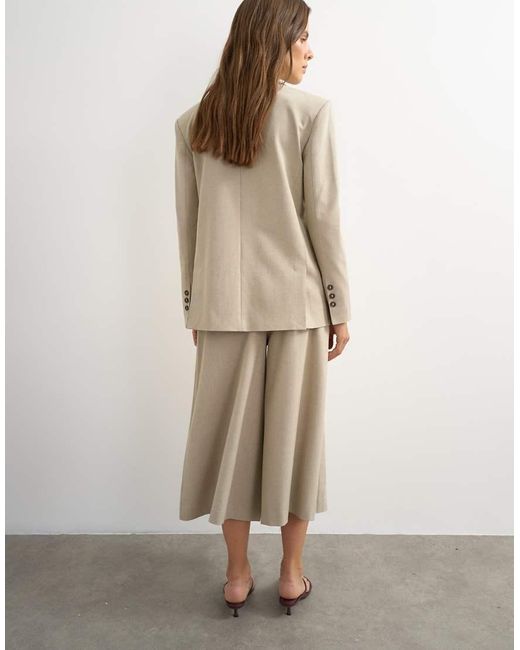 TOPSHOP Natural Belted Pleated Cropped Wide Leg Trouser