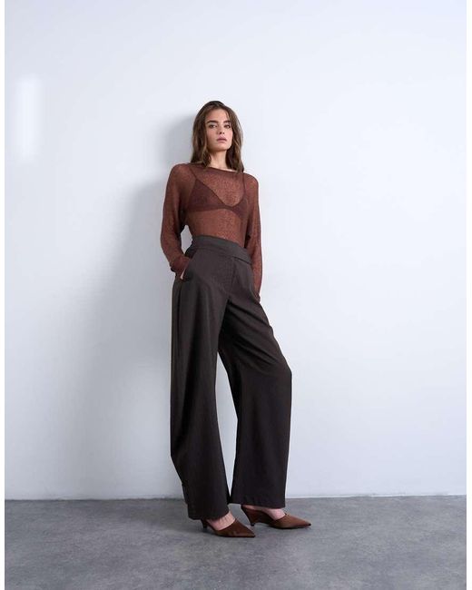 TOPSHOP White Stripe Tailored Barrel Leg Trouser