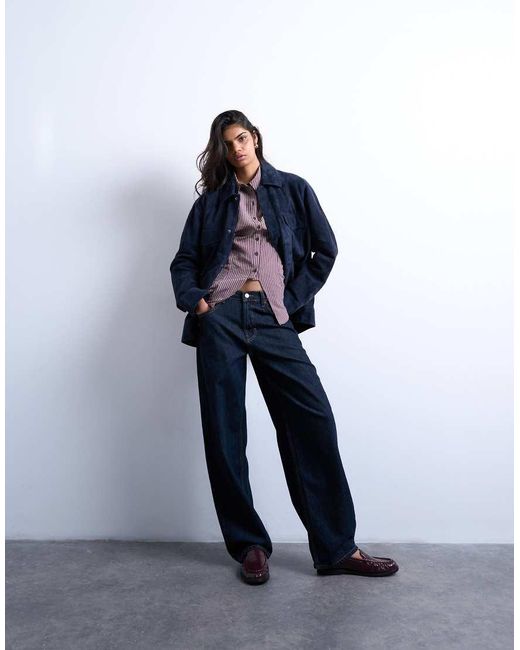 TOPSHOP Purple Cinched Waist Shirt With Cut Away Placket