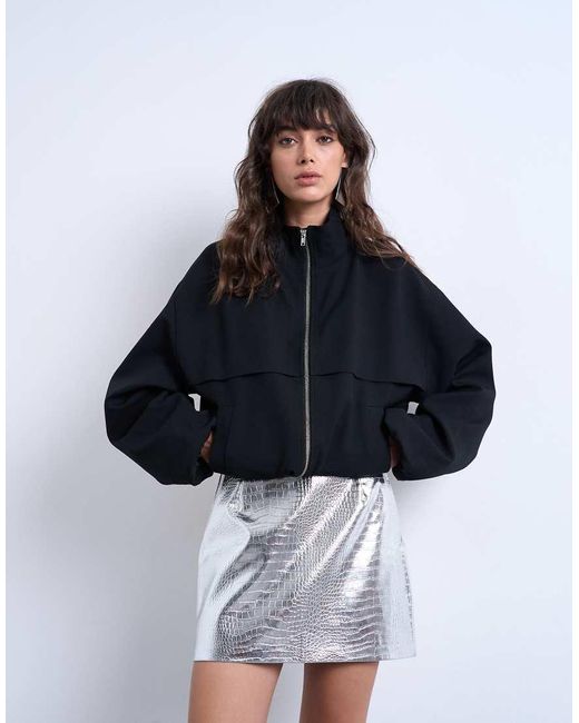 TOPSHOP Purple Seamed Detail Faux Leather Mini