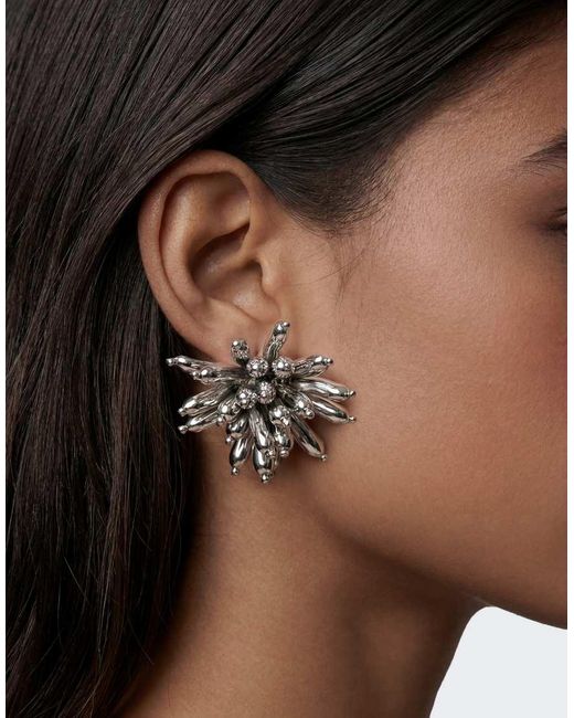 TOPSHOP Metallic Cara Statement Flower Earrings