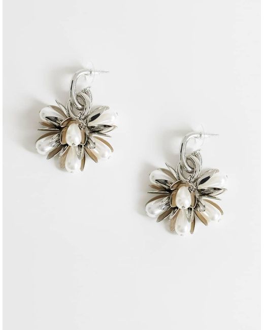 TOPSHOP Metallic Colette Flower Cluster Drop Earring