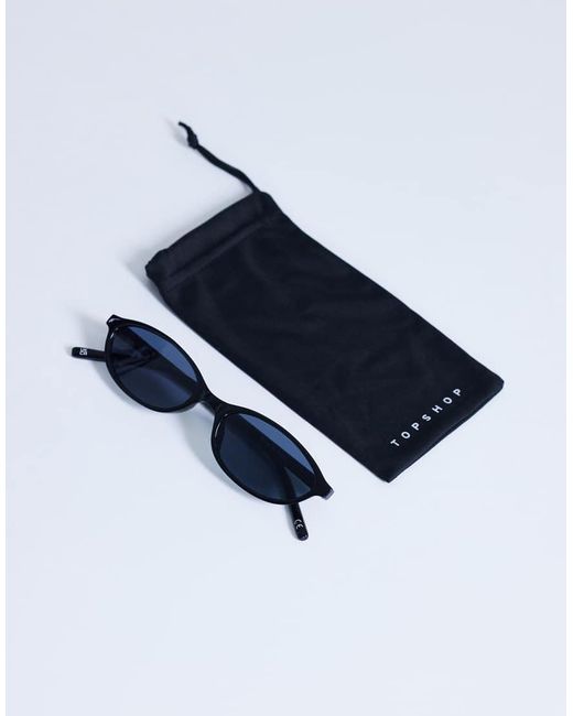 TOPSHOP Blue Lanzarote Oval Sunglasses