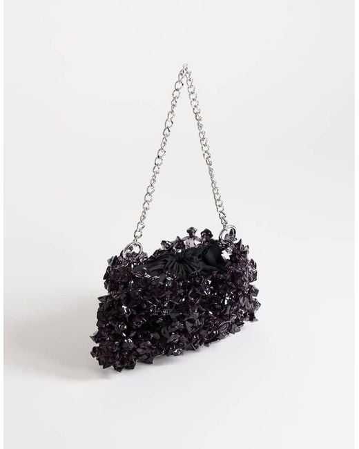 TOPSHOP White Scarlett Small Beaded Shoulder Bag