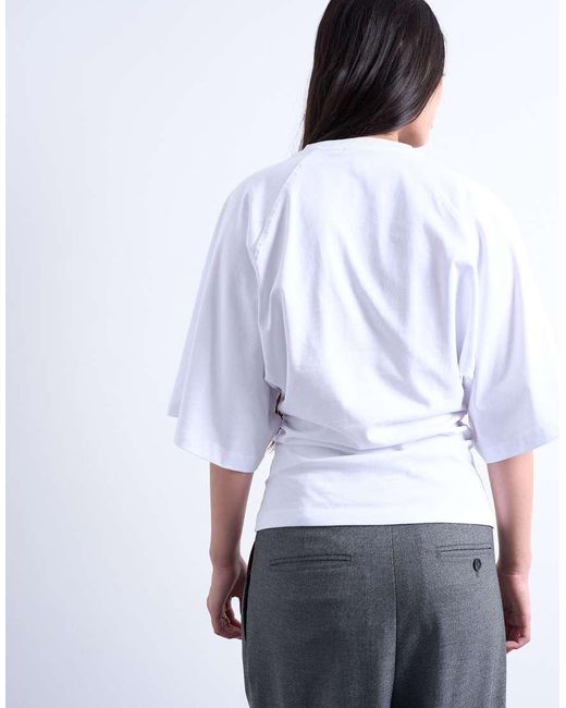 TOPSHOP Blue Raglan Sleeve Cinch Waist Top