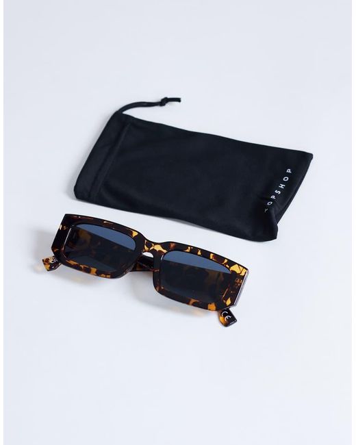 TOPSHOP Blue Milan Rectangle Sunglasses