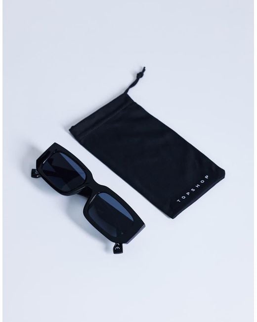TOPSHOP Blue Milan Rectangle Sunglasses