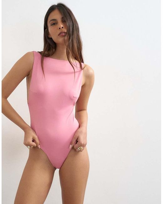 TOPSHOP Pink Clarice Scoop Back Swimsuit