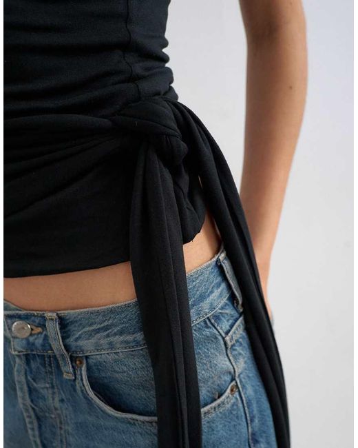 TOPSHOP Green Tie Detail Bandeau Top