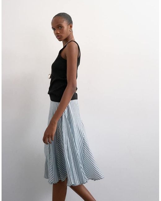 TOPSHOP Gray Drop Waist Godet Hem Crinkle Skirt