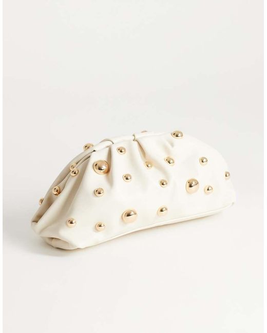TOPSHOP Natural Josephine Small Studded Clutch Bag