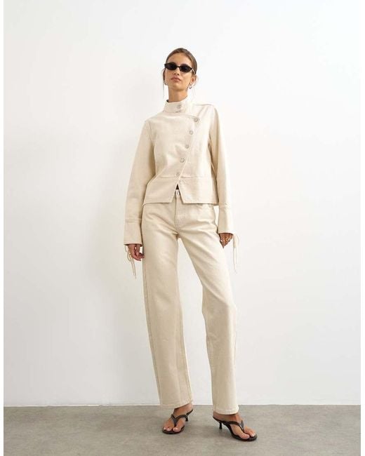 TOPSHOP Natural Ember Low Rise Relaxed Straight Leg Jean With Lace Up Detail