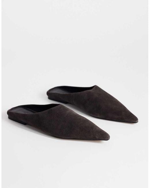 TOPSHOP White Dawn Real Suede Flat Pointed Shoes