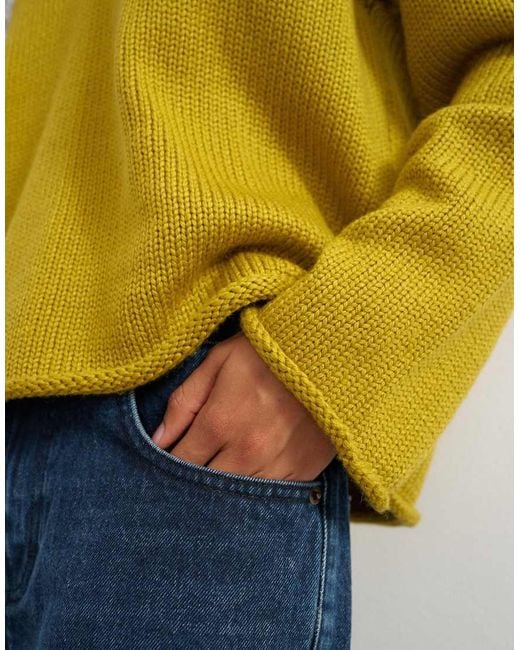TOPSHOP Yellow Knit Scoop Neck Sweater