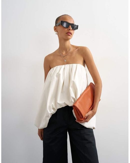 TOPSHOP White Bubble Hem High Low Bandeau