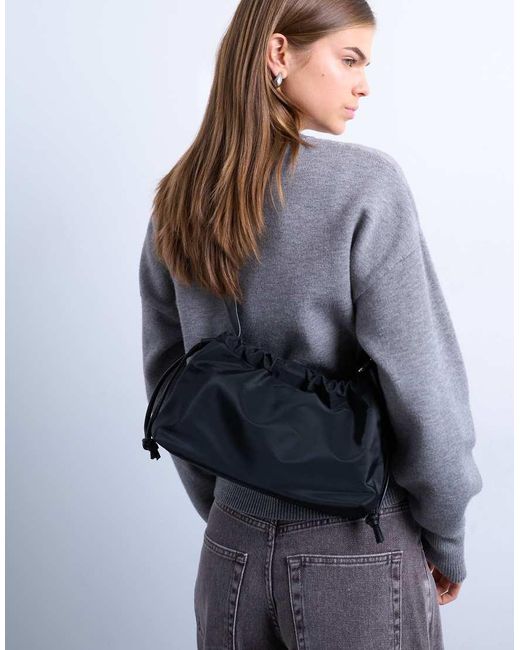 TOPSHOP Gray Charlie Medium Nylon Cross Body Bag