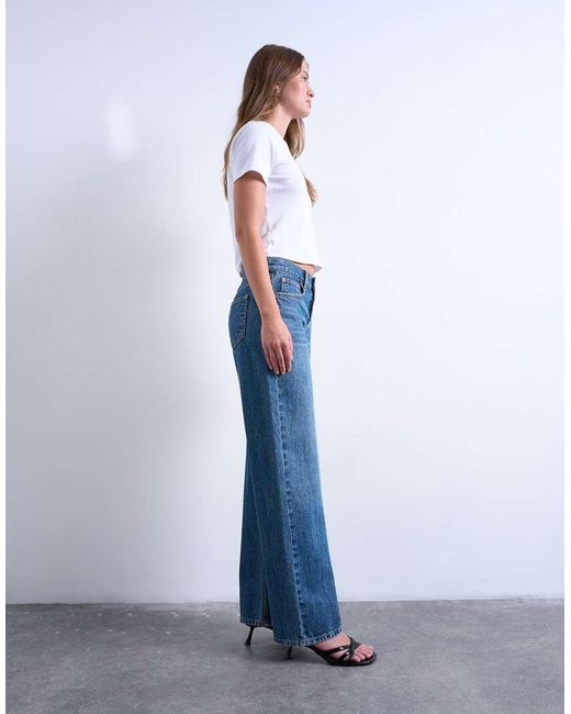 TOPSHOP Blue Ember Low Rise Straight Leg Jean