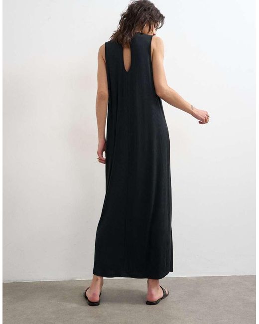 TOPSHOP White Drop Armhole Rib Maxi Dress