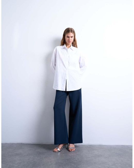 TOPSHOP Blue Clean Pull On Tailored Trouser
