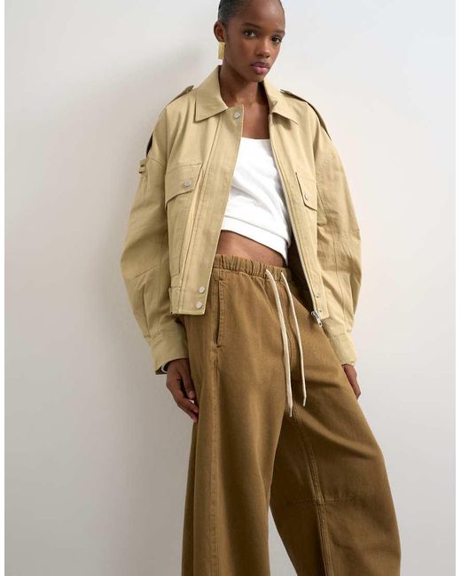 TOPSHOP White Pull On Barrel Jean