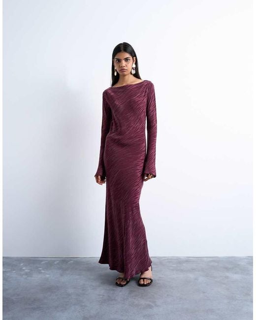 TOPSHOP Purple Slash Neck Midi Dress