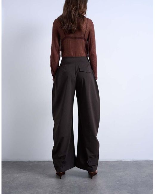 TOPSHOP White Stripe Tailored Barrel Leg Trouser