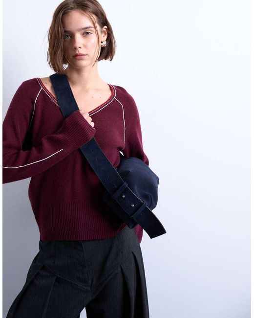 TOPSHOP Red Chloe Real Suede Cross Body Bag