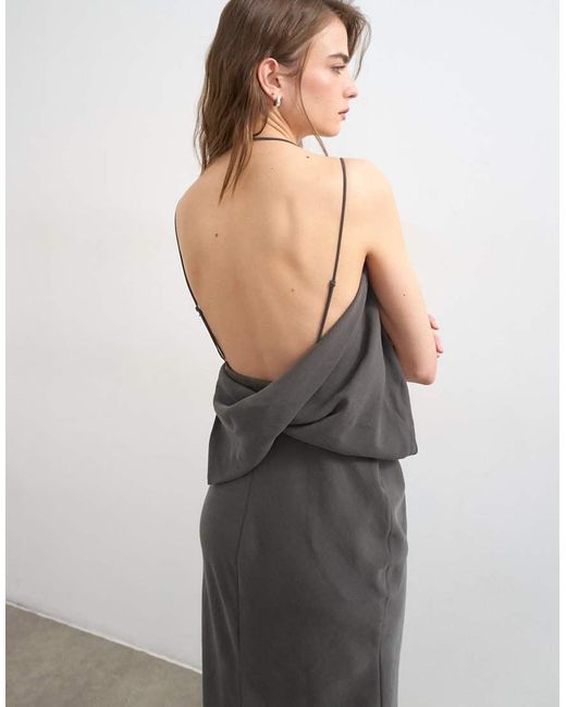 TOPSHOP White Asymmetric Ruched Side Maxi Dress
