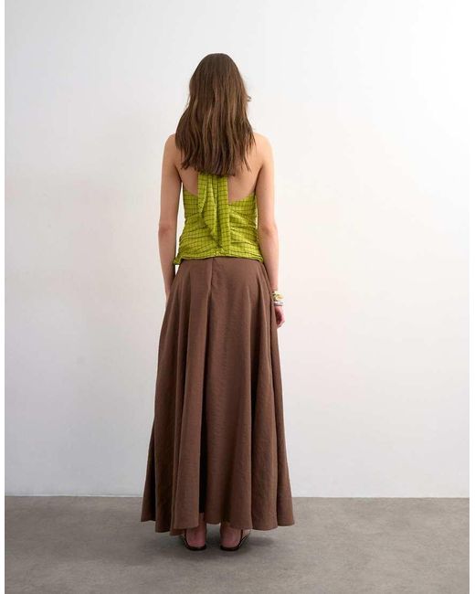 TOPSHOP Brown Full Circle Cupro Maxi Skirt