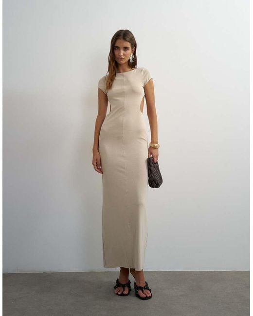 TOPSHOP Natural Double Layer Cupro Cut Out Maxi Dress