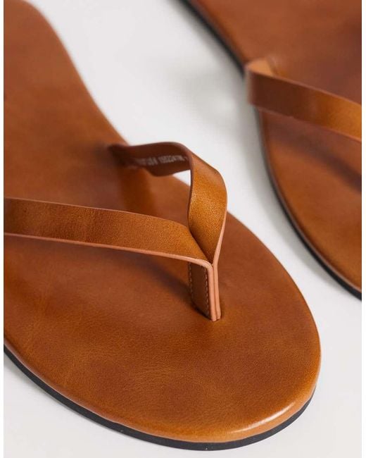 TOPSHOP Brown Sky Real Leather Toe Thong Sandal