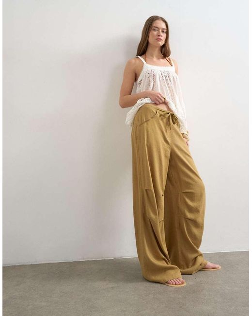 TOPSHOP Natural Linen Cargo Trouser