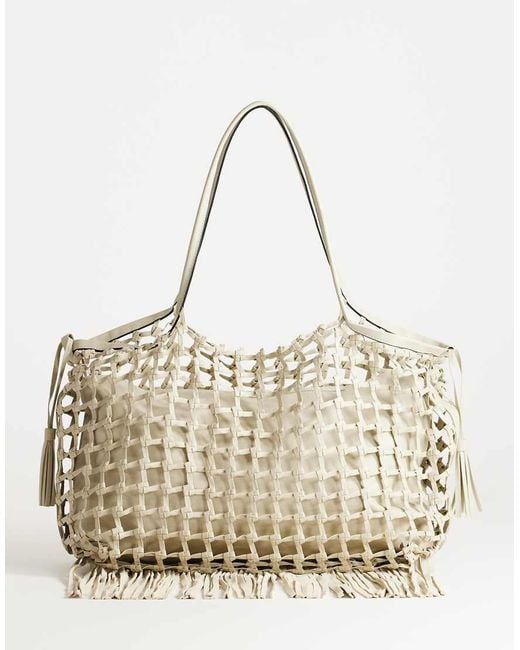 TOPSHOP Metallic Tobias Large Woven Tote Bag