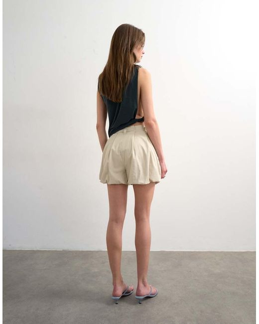 TOPSHOP White Bubble Hem Clean Shorts