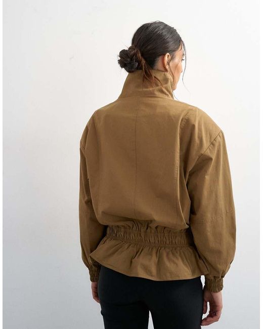 TOPSHOP Natural Cotton Toggle Waist Zip Through Jacket